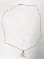 925 Silber Buchstabe M Anhänger massiv m. Strass und Halskette Kette
