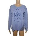 SHIRT LANGARM RUNDHALS JERSEY VON HEINE IN BLAU GEMUSTERT GR. 36 NEU B190