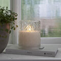 LED Windlicht, Glas, Echtwachskerze, flammenlos, Timer, 