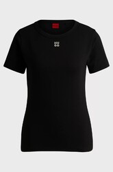 Hugo Boss T-Shirt mit Label-Stitching Modell 'Deloris' in Schwarz Gr. L