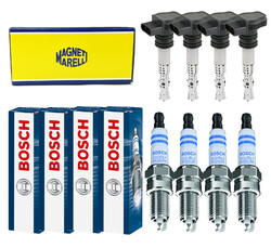 4x MAGNETI MARELLI Zündspule +4x BOSCH Zündkerze Doppel Iridium für Honda Civic