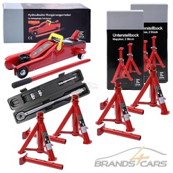 ENVA 2T 2000kg"low profile" WAGENHEBER + 4 UNTERSTELLBÖCKE+ DREHMOMENTSCHLÜSSEL Erstausrüster-Qualität | Schneller Versand ab Lager