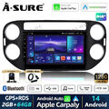 64G Android 14 Carplay Autoradio FM Kam DAB+ GPS Navi Für VW Tiguan 5N Golf Plus