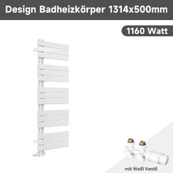 Design Heizkörper Badheizkörper Handtuchtrockner Mittelanschluss 1314x500mm 