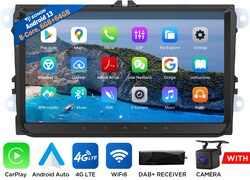DAB+ Autoradio Android 13 8-Core 6+64G GPS Navi CarPlay Für VW Golf Jetta Passat