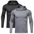 Herren Fitnessshirt Funktions Shirt mit Kapuze langarm Laufshirt Sweatshirt