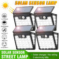 4x LED Solarleuchte mit Bewegungsmelder Außen Solarlampe Strahler Fluter Garten