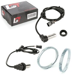 2x ABS-Sensor und ABS-Ring Set Hinterachse links rechts 45 Zähne für Audi A4 B5