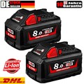 2x Für Milwaukee M18 High Output Akku M18B6 18V XC 8,0 Li-Ion 48-11-1860