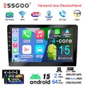 Doppel 2 DIN 9" DAB+ Android 15 2+64GB Carplay Autoradio GPS Navi BT FM Kamera+