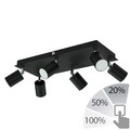 Deckenstrahler WAIKA sechsflammig schwarz matt + GU10 LED Lampen 3-Stufen