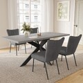 JIEXI 170cm Ausziehbarer Esszimmer 4er Set,Grau Esstisch Mit 4 Samt Stuhl,Küche