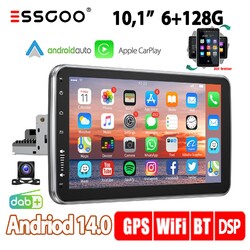 8 Kern Android14 1DIN Autoradio drehbarer Bildschirm GPS Navi DAB+ Kamera 6+128G