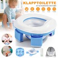 Reise Töpfchen Kinder 3-in-1 Faltbarer Toilettensitz Tragbar Anti-Rutsch Blau