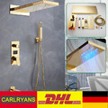 Gold Thermostat Unterputz Duscharmatur Set Regendusche Duschsystem Brause Ibox