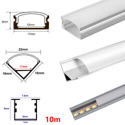 10m LED Profil Aluprofil Alu Schiene Leiste Profile für LED-Streifen Eloxiert