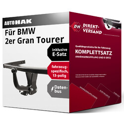 Für 2er Gran Tourer Typ F46 (Auto Hak) Anhängerkupplung starr + E-Satz 13pol topJetzt 50€* sparen mit Code: PKW25