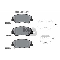 1x ORIGINAL® BENDIX Braking BPD1259 Bremsbelagsatz, Scheibenbremse Vorne, inkl.
