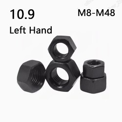 Linksgewinde Schwarz 10,9 Stahl Sechskantmuttern M8 M10 M12 M14 M16-M48