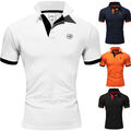 Herren Poloshirt Basic Kontrast Stickerei Kurzarm Polohemd T-Shirt 5103