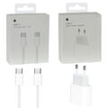 Original Apple 20W Power Adapter iPhone 15 USB-C auf USB-C Ladekabel Ladegerät