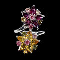 Sommer 925 Silberring Birne Citrin Granat Turmalin Edelstein Schmuck Größe 8