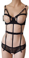 Obsessive Open Crotch Teddy "Freedom Euridia"  Body viele Riemchen M / L Schwarz