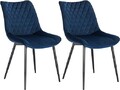 Dining Chairs Set of 2 pcs Kitchen Counter Chairs Blue Velvet Reception Chairs