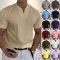 Herren V-Neck Kurzarmhemd Sommer Freizeit T-Shirt Oberteile Slim Poloshirt Tops