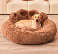 Kuscheliges Hundebett rund Pfote Plüsch Donut Gelenke Hunde S-XXL