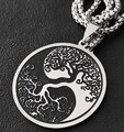 Lebensbaum Halskette Edelstahl Anhänger Yin Yang Baum des Lebens Silber KE38