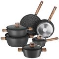 10-teilig Topfset Induktion Kochtopfe mit Deckel Töpfe und Pfannenset Antihaft