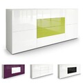Sideboard Anrichte Schrank Kommode Rova Weiß matt Hochglanz Holzoptik