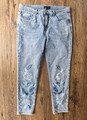 7/8-Jeans mit 3D-Blüten Damen  ✿ Gr. 44 Blau Strass bonprix