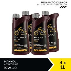 Mannol MN7202 4-Takt Plus 10W-40 Motorradöl JASO MA API SL 4x1 Liter = 4 Liter