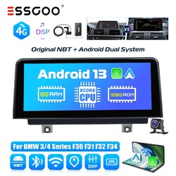 10" Android 14 6+128G Autoradio CarPlay DAB+ Cam  Für BMW 3/4er F30 F31 F32 NBT