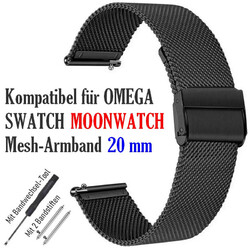 Armband passend für ✅ OMEGA X SWATCH Uhr, Speedmaster MOONWATCH 20mm Mesh Band