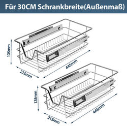2-4x Küchenschublade Nachrüsten Schrankauszug Korbauszug Teleskopschublade