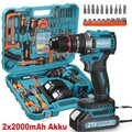 21V Akkuschrauber Set, Akkubohrer mit 120PCS Werkzeugkoffer mit 2 x 2000mAh Akku