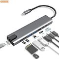 USB-C Hub 8-in-1  Verteiler: HDMI, LAN, USB & Typ-C-Anschlüsse