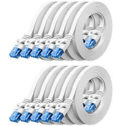 10x 0,5m CAT6 Patchkabel Flachkabel RJ45 LAN DSL Ethernet Netzwerkkabel Weiß