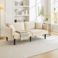2 in 1 Schlafsofa Klappsofa 2-Sitzer Stoffsofa Sofa mit Schlaffunktion Beige