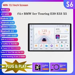 13.1"Screen Android Autoradio GPS NAV BT RDS USB 6+64G für BMW 5er E39 X5 E53 M5