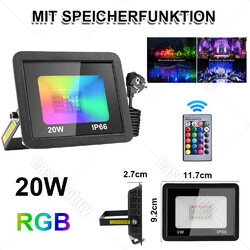 10W-100W LED Fluter Außen Strahler RGB Mit Fernbedienung Scheinwerfer Flutlicht