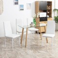 HOMCOM Esszimmerstuhl, 4er-Set Küchenstuhl, Gepolsterte Esszimmerstühle, Weiß