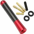 Auto Dach Kurz Stab Antenne 8cm Carbon Alu Rot Radio Universal Adapter Fuß DAB