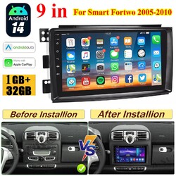 Autoradio Für Smart Fortwo 451 2005-2010 Android14 Apple Carplay GPS Navi RDS BT