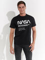 Course Herren T-Shirt Kontrast NASA Logo-Print Oversized