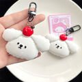 Cute Cartoon White Dog Keychain For Women Bag Pendant Couple Car Key Ch:_:
