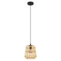 Boho Pendelleuchte über Esstisch Esszimmerlampe mit Lampenschirm aus Bambus
